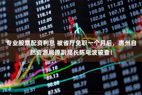 专业股票配资利息 被省厅免职一个月后，惠州自然资源局原副局长陈电波被查！
